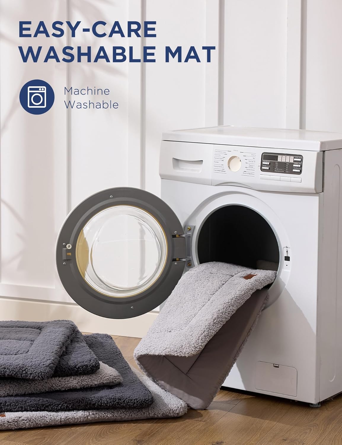 Joydeco Low Profile Dog Crate Mat Reversible Bed Pad, Washable Dog Pad Mat with Ultra Soft Fleece, Compact Design Kennel Beds Mats for Extra Large Jumbo Medium Small Pets, 48" x 30" Gray