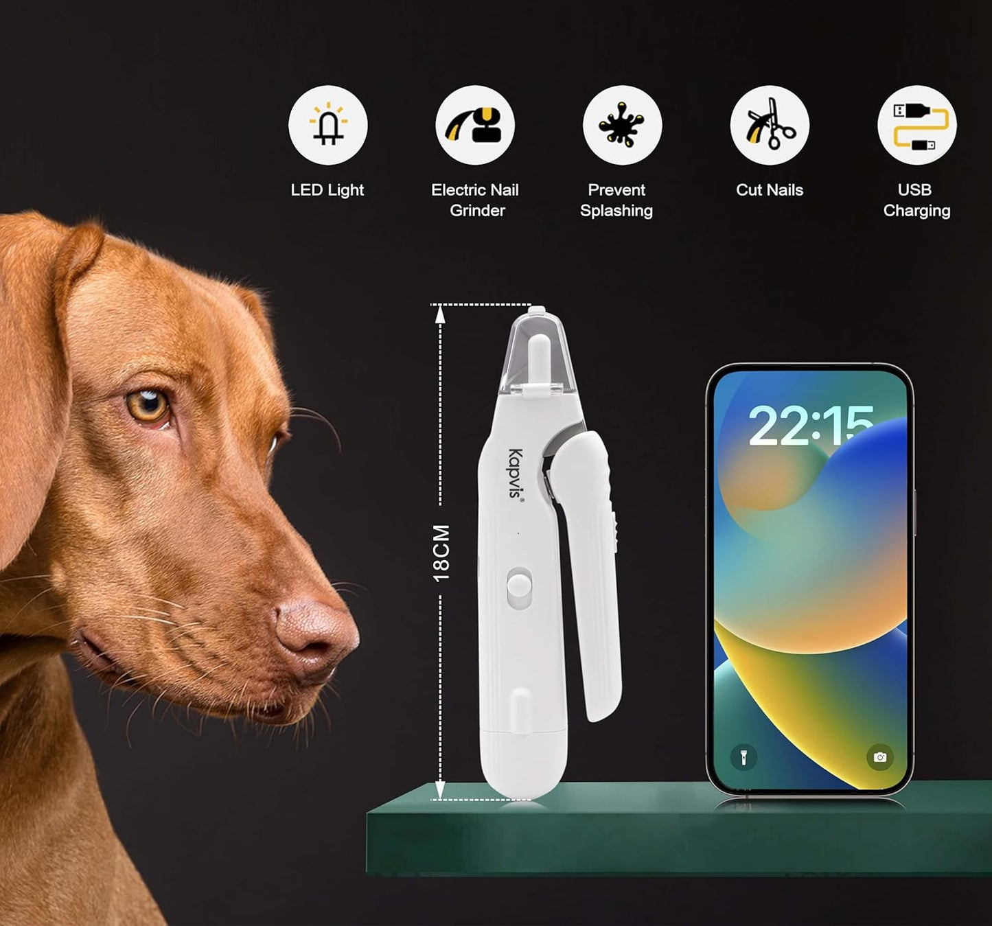 2-in-1 Dog Nail Trimmers & Dog Nail Grinder with LED Lights,Cat Nail Clipper with Guard,cat Nail Trimmer for Large Medium Small Dogs Cats Claw Trimmer Quick Sensor and Safety Guard