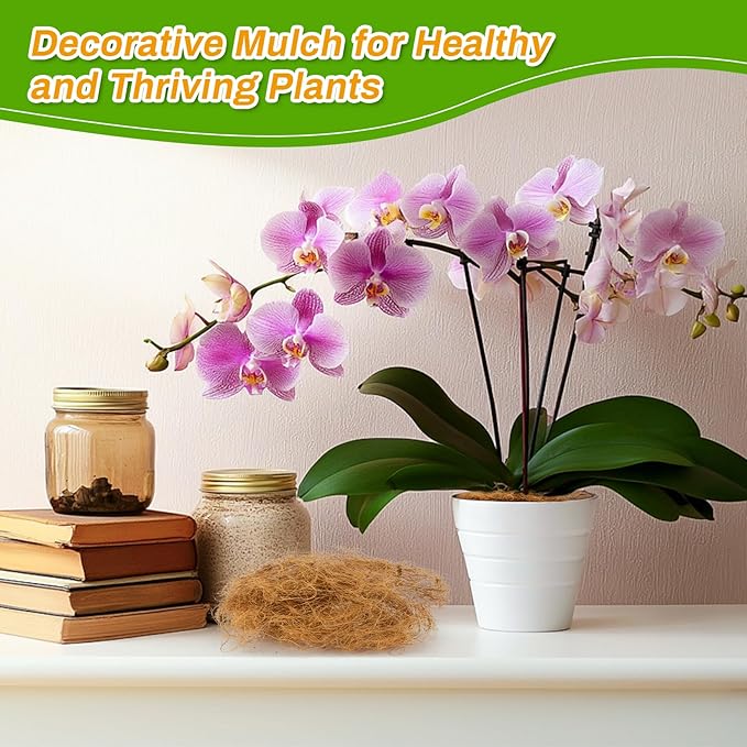 MAQIHAN Natural Coconut Husk Fiber - Organic Coconut Husk Silk for Plants,Bird Nesting Material,Organic Coco Coir for Plants,Perfect for Greenery Covering,Home Decoration,Gardening,Outdoor Use