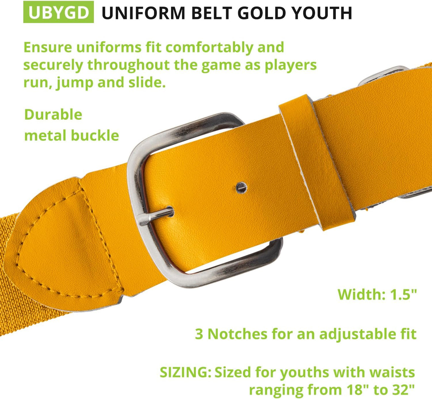 Champion Sports Baseball/Softball Uniform Belt, Comfort Stretch Fit Durable Syntex Tab - Youth & Adult Sizes, Multiple Colors