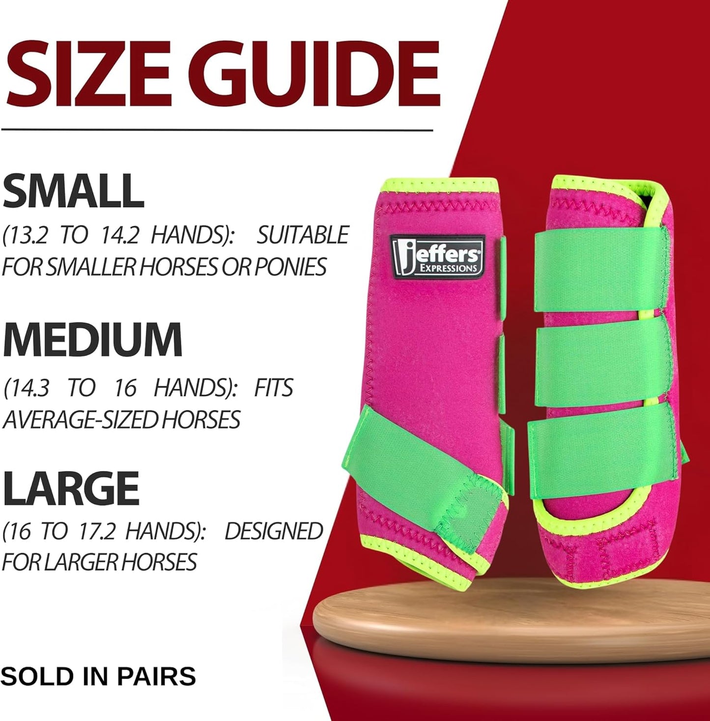 Jeffers Equine Neon Horse Boots – 1 Pair – Pink & Lime – Small Size – Breathable Neoprene, Secure Strap Closures – Durable Protection for Front & Hind Legs, Training, Trail & Riding Use