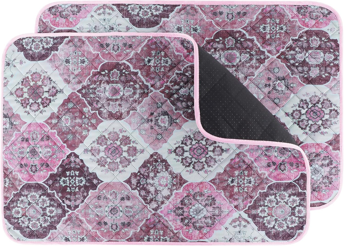 IEUUMLER Washable Pee Pads for Dogs, 2 Pack Reusable Pee Pads for Dogs Non-Slip Grip, Super Absorbent Waterproof Puppy Pads for Potty Training, Playpen, Crate, Whelping Box EU011 Pink, 36x41