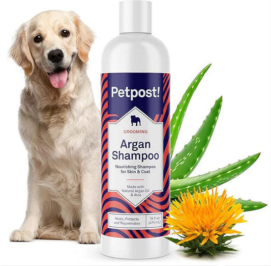 Petpost | Argan Shampoo for Dogs. Dog Shampoo with Argan Oil & Aloe. Moisturizes Dry Skin, Softens Coat, Restores Shine. 16 oz