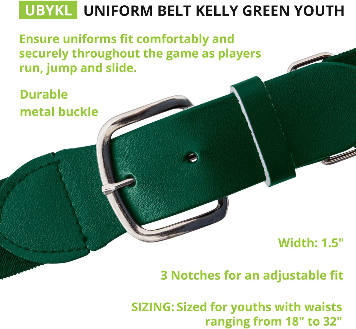 Champion Sports Baseball/Softball Uniform Belt, Comfort Stretch Fit Durable Syntex Tab - Youth & Adult Sizes, Multiple Colors