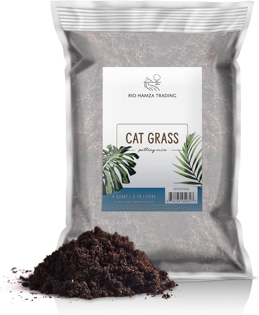 Cat Grass Growing Soil (4 Quarts), Soil for Starting and Growing Cat Grass, Loose Coconut Coir for Growing Cat Grass