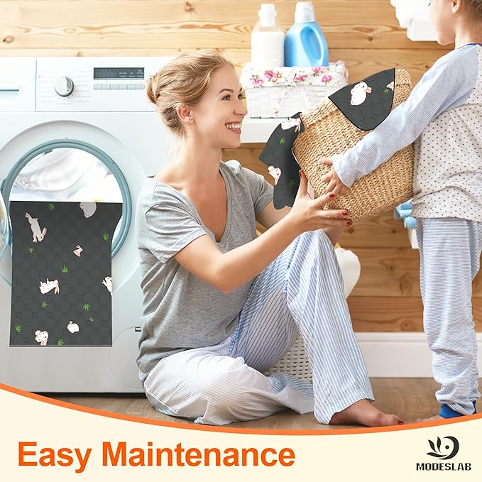 MODESLAB 2-Pack Washable Pee Pads for Dogs, 36in x 42in Puppy Traning Pads Leakproof Guinea Pig Cage Liner Rabbit Cage Absorbing Bedding Reusable Anti-Slip Rug Mat for Crate