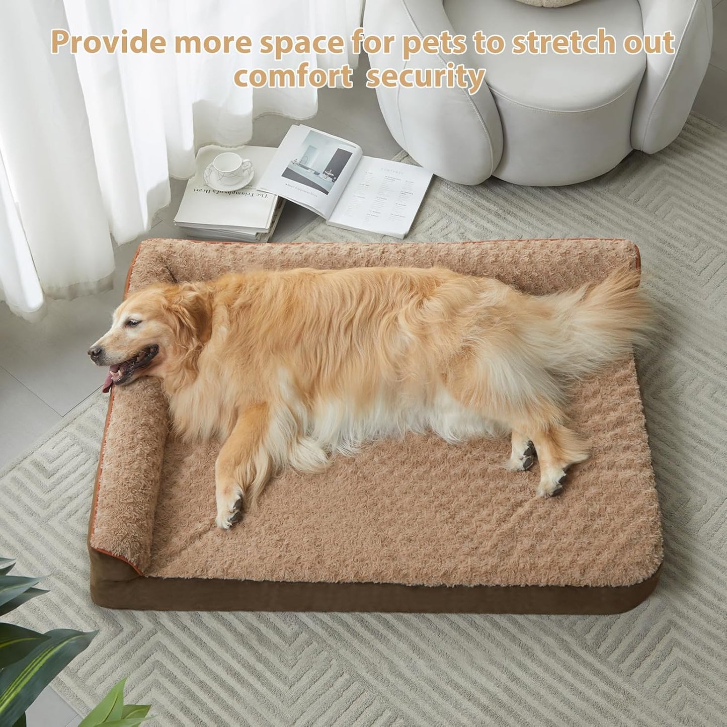BFPETHOME Orthopedic XXL Dog Bed for Extra Large Dogs, Waterproof Sofa with Sides, Non-Slip Bottom and Egg-Crate Foam Couch Bed with Washable Removable Cover