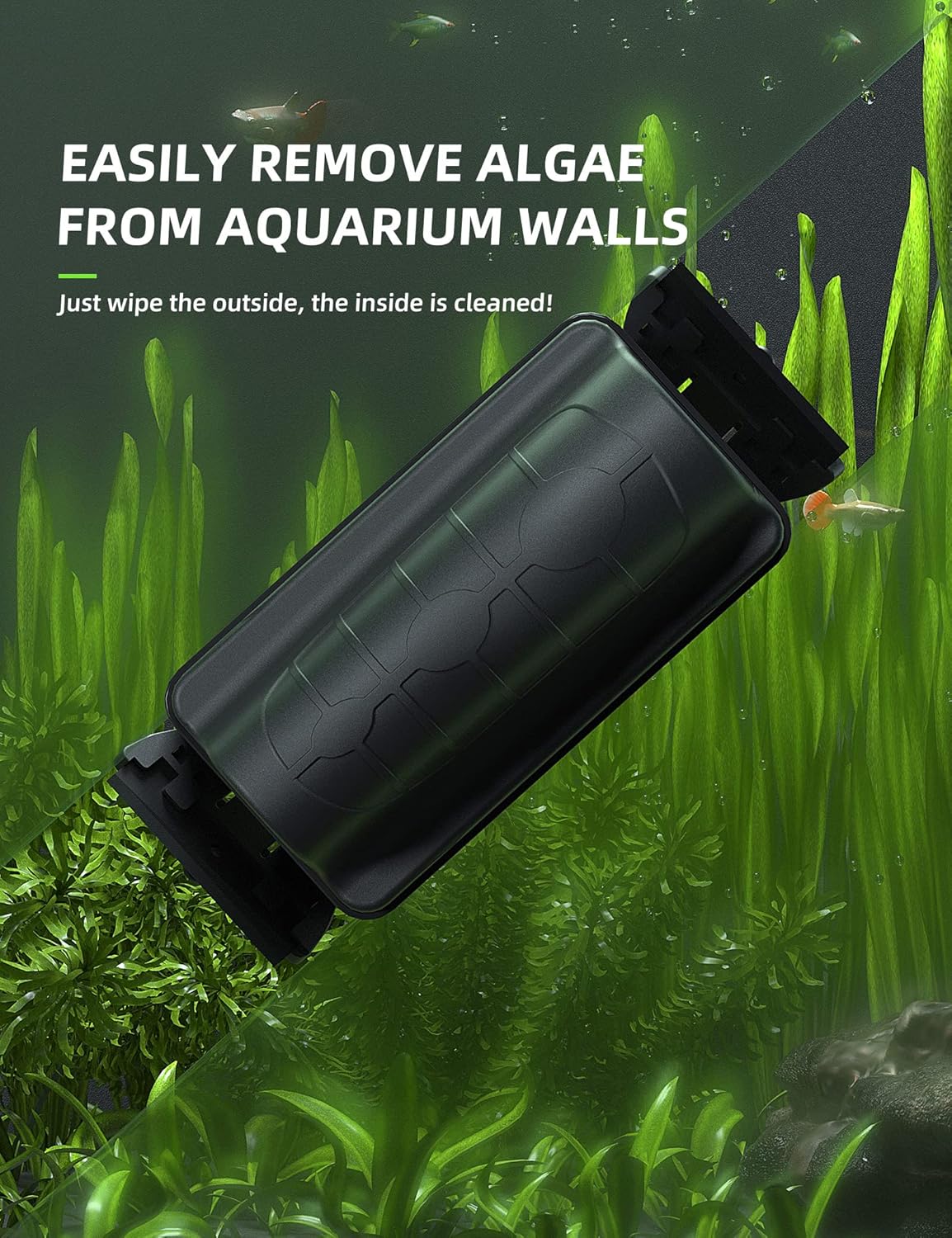 Jasonwell Magnetic Aquarium Fish Tank Cleaner Magnet Scraper for Glass Aquariums Cleaning Tools Scrubber Floating Brush (L)