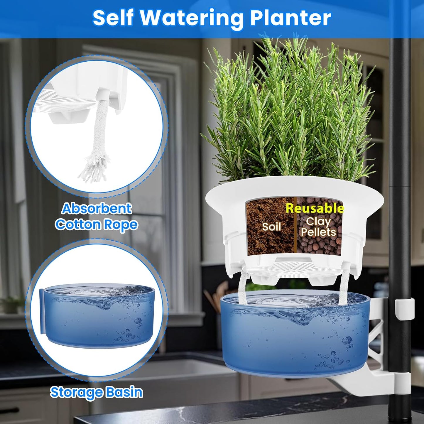 Smart Venus Fly Trap Terrarium Kit with Metal Stand,Self Watering Pots for Indoor Plants,Smart Planter Pot with Grow Light&Timer for Succulents,Herbs,Carnivorous Plant, for Dad