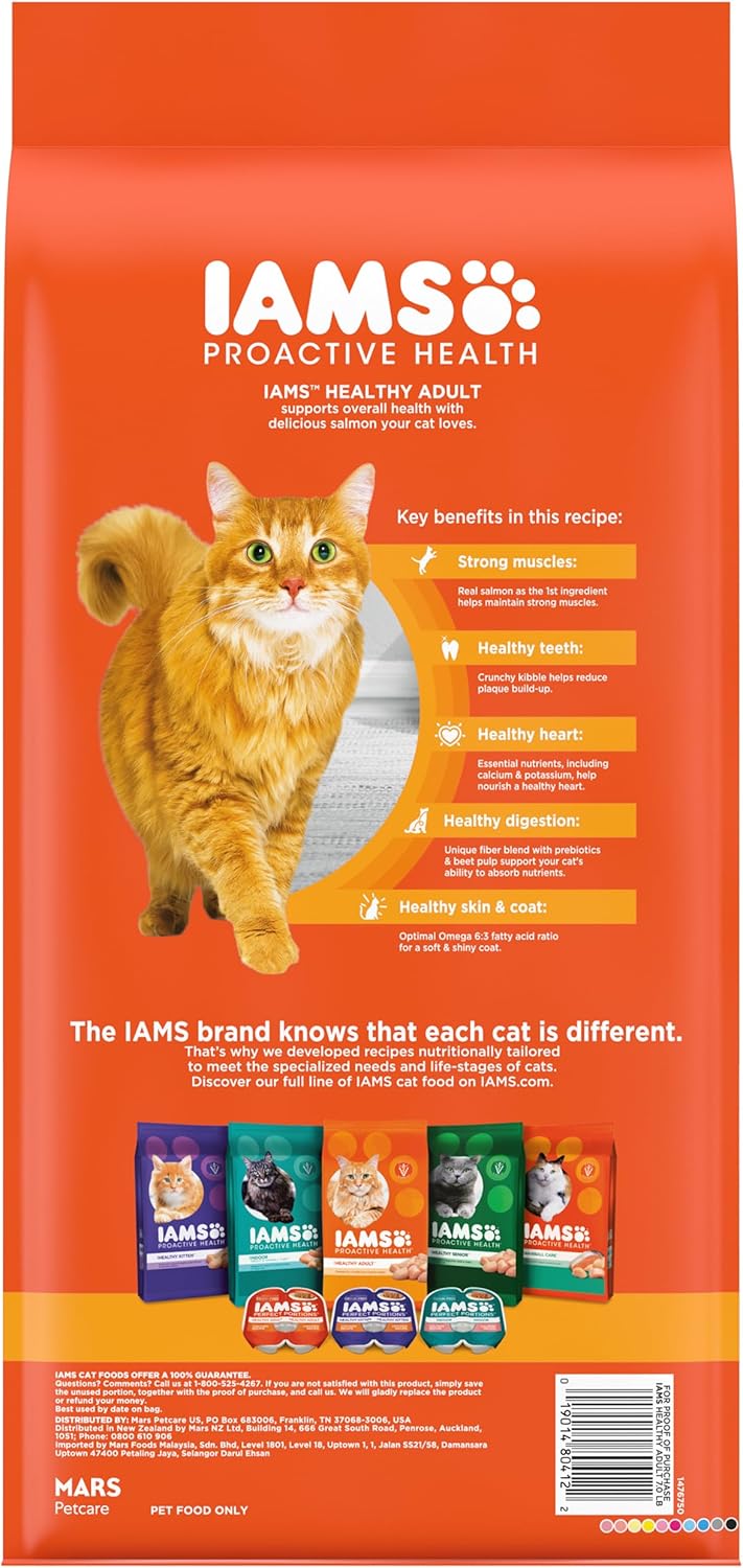 IAMS Proactive Health Adult Healthy Dry Cat Food with Real Salmon, 7 lb. Bag