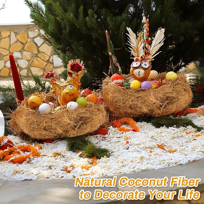 MAQIHAN Natural Coconut Husk Fiber - Organic Coconut Husk Silk for Plants,Bird Nesting Material,Organic Coco Coir for Plants,Perfect for Greenery Covering,Home Decoration,Gardening,Outdoor Use
