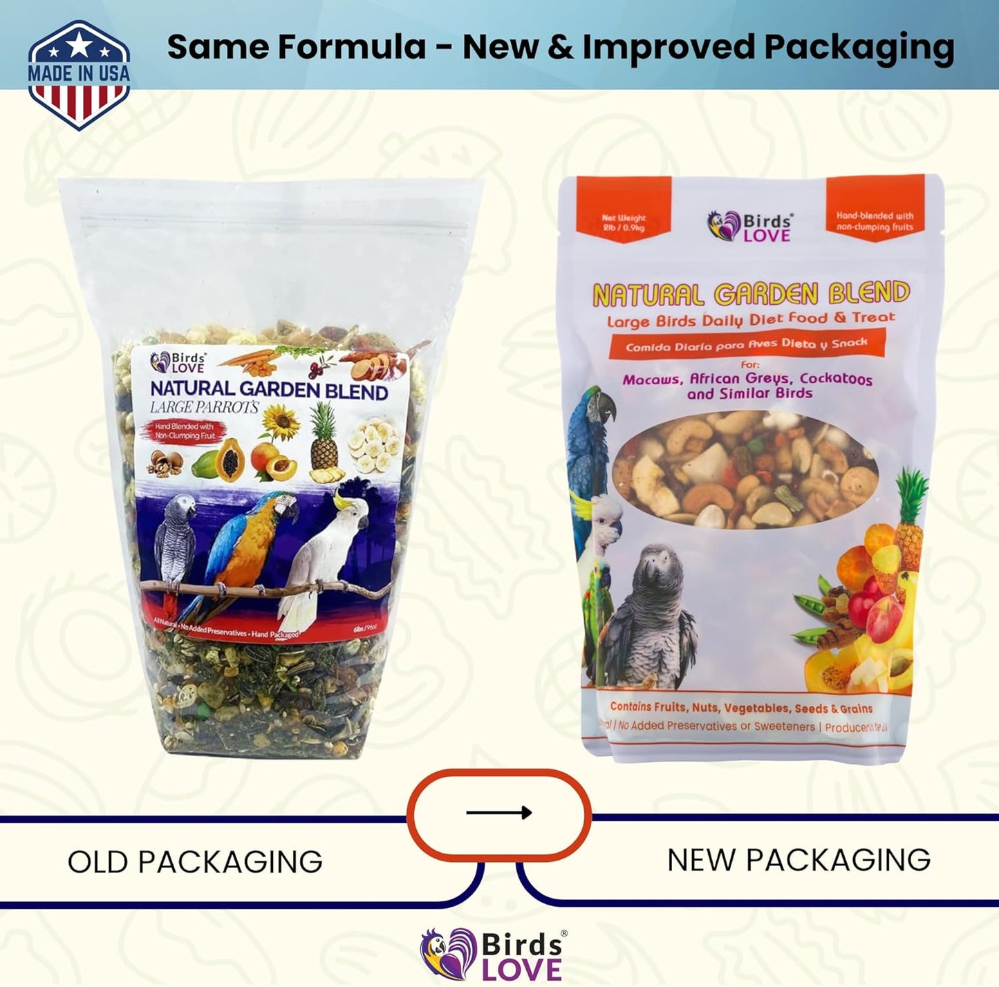 Birds LOVE All Natural Garden Blend Bird Food for Parrots 2lb