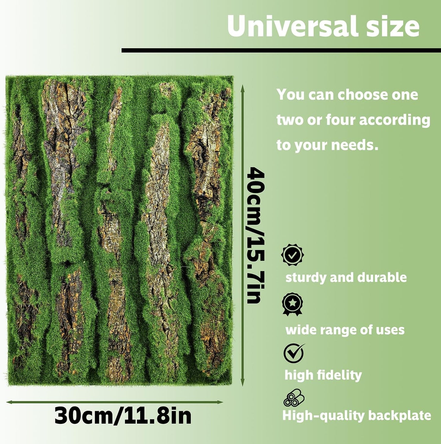 15.75x11.81in Reptile Terrarium Cork Background,Bearded Dragon Tank Bark Backdrop Wall Decor with Artificial Moss for Gecko Lizard Tortoise Frog Chameleon(2Pcs)