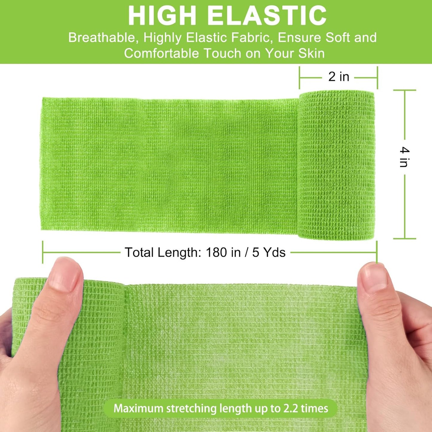 24 Pack Self Adhesive Bandage Wrap, 4” x 5 Yards Elastic Cohesive Bandage Wrap Self Adherent Medical Tape for Sports, Ankle, Wrist Sprains, Pet First Aid, Vet Wrap