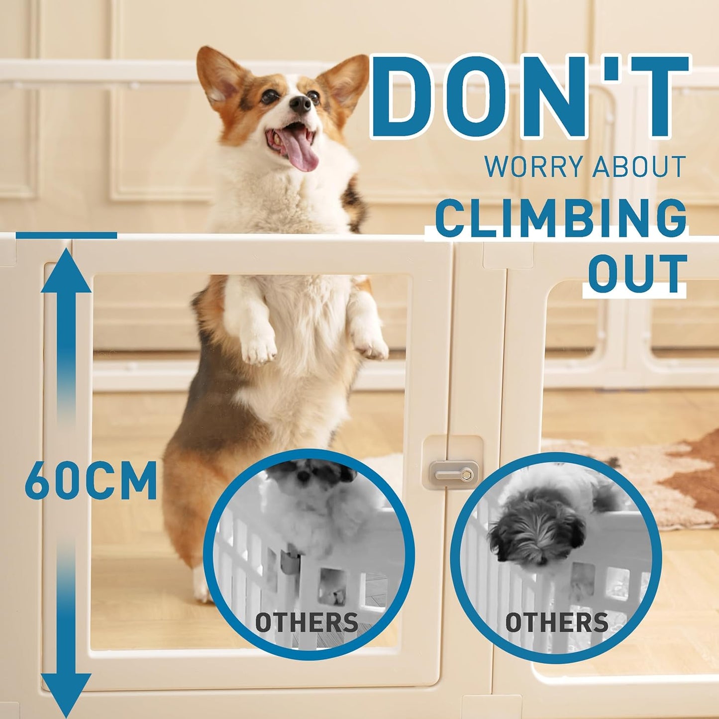 Citylife Dog Playpen with Door Clear Pet Playpen for Indoor Outdoor Easy to Install and Remove Puppy Playpen for Dogs, Cats, Bunnies, Pigs, 12 Panels