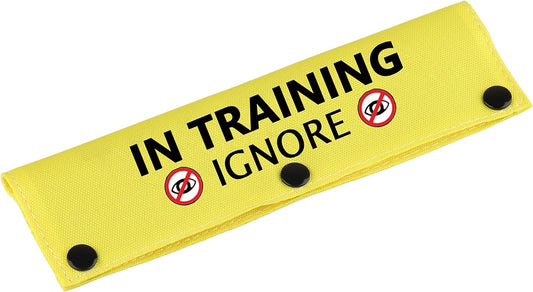 BLUPARK Funny Dog Leash Sleeve Have In Training Ignore Dog Leash Wrap Wrap Alert Hanging ID Patch Tag Pet Birthday Gift (Training Ignore-YE Sleeve)