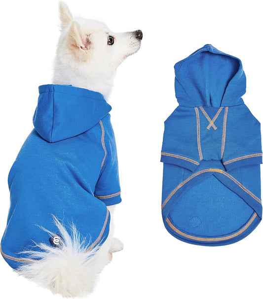 Blueberry Pet Essentials Soft & Comfy Better Basic Cotton Blend Dog Hoodie Sweatshirt in Alaskan Blue, Back Length 16", Pack of 1 Jacket for Dogs