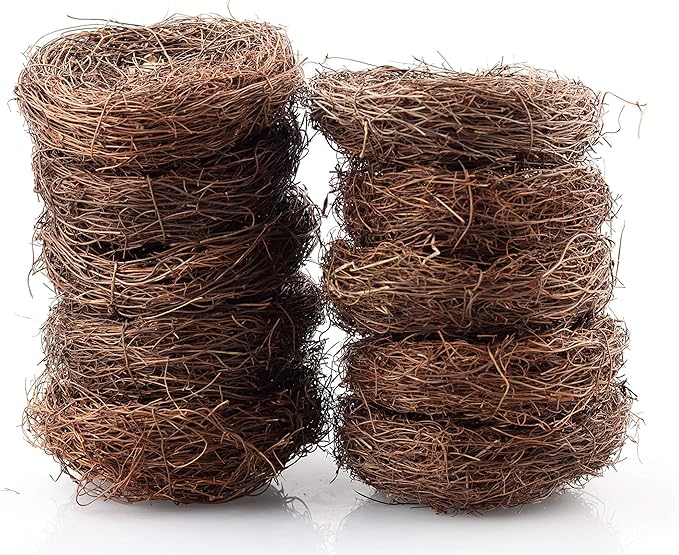 Exasinine 10 Pcs 5.5'' Artificial Bird Nest for Crafts, Easter, Party, Wedding, Patio Garden, Succulent Planter, Moss Landscape, DIY Terrarium and Spring Vignettes (5.5 Inches)