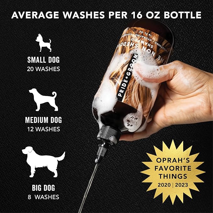 Pride and Groom The Non Shedder | Dog Grooming Shampoo for Doodles and Dogs That Do Not Shed | Tearless All Natural Body Wash with Coat-Specific Ingredients That Enhance Shine – 16oz
