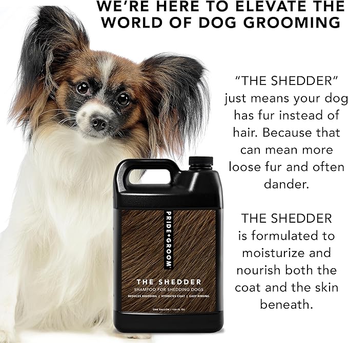 Pride and Groom The Shedder | Dog Deshedding Shampoo | All Natural Body Wash with Essential Oils & Ingredients That Reduce Pet Shedding & Fur Dander for Curly and Wavy Coats – 128oz