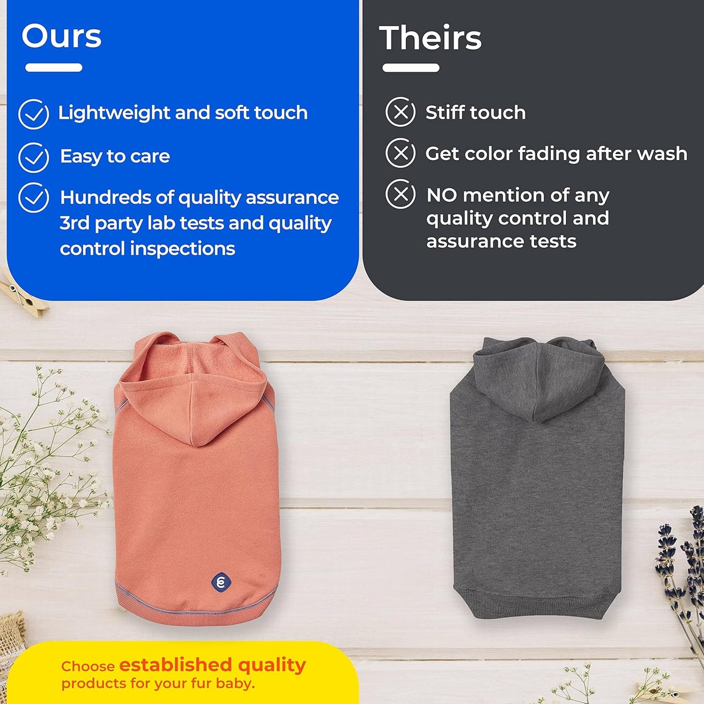 Blueberry Pet Essentials Dog Hoodie – 24 inch, Cotton‑Blend Sweatshirt with Hood, Coral, Machine‑Washable Small‑Dog Jersey