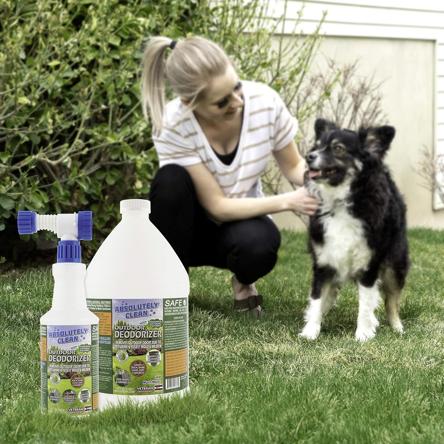 Amazing Outdoor Deodorizer odor eliminator Natural Enzyme Just Spray & Walk Away Grass, AstroTurf, Dog Runs, Patios, Decks, Fences & More Vet Approved - 32oz 2pk odor eliminator for strong odor